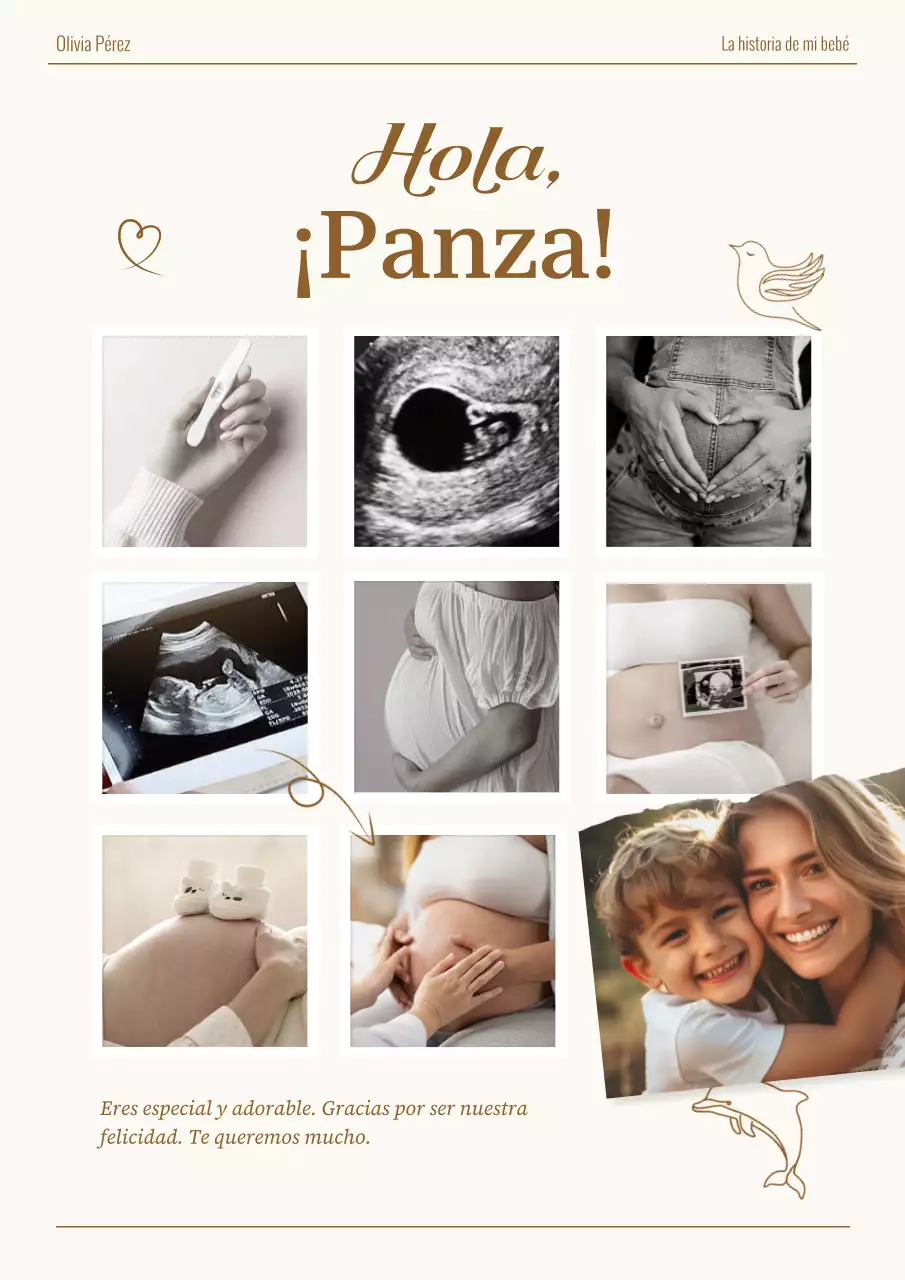 Un sencillo poste de registro de embarazo en marfil y marrón