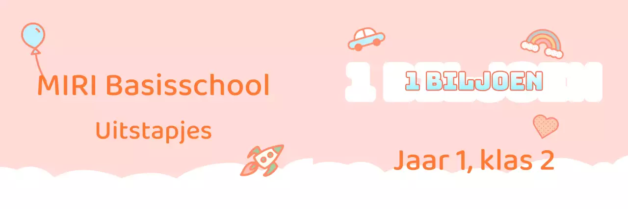 Roze en witte groepsaankondigingen voor schoolreisjes