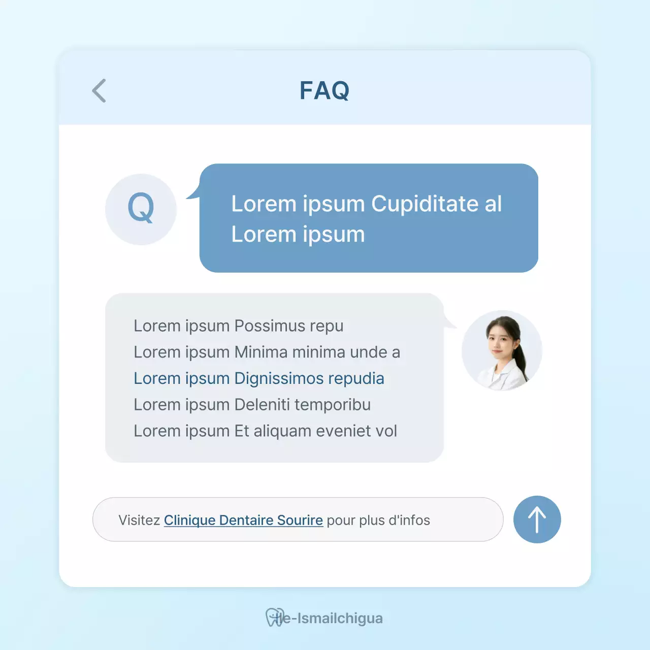 Un kit de médias sociaux simple, blanc et bleu clair, pour promouvoir le cabinet dentaire.