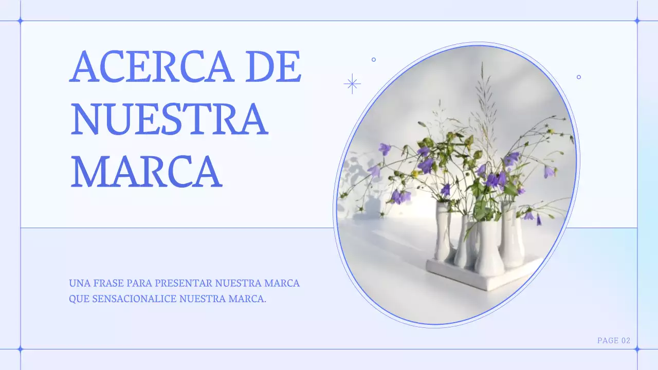 Resumen de marca para una sencilla floristería en azul y morado