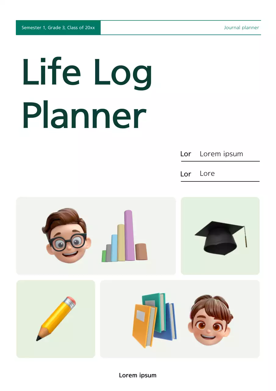 Sổ kế hoạch học sinh đơn giản màu xanh lá cây