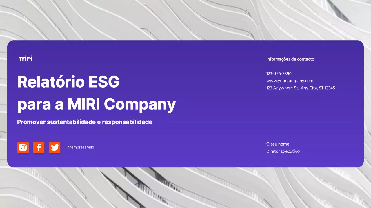 Relatório de empresa ESG moderno roxo e laranja