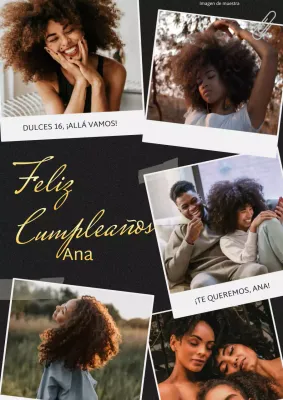 Elegante felicitación de cumpleaños en negro y dorado