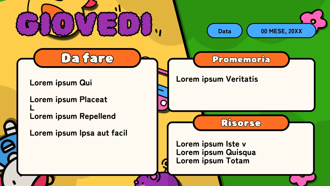 Piano di classe per l'animazione Skyblue