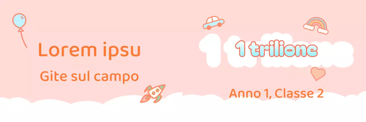 Annunci di gruppo per gite di scuola elementare in bianco e rosa