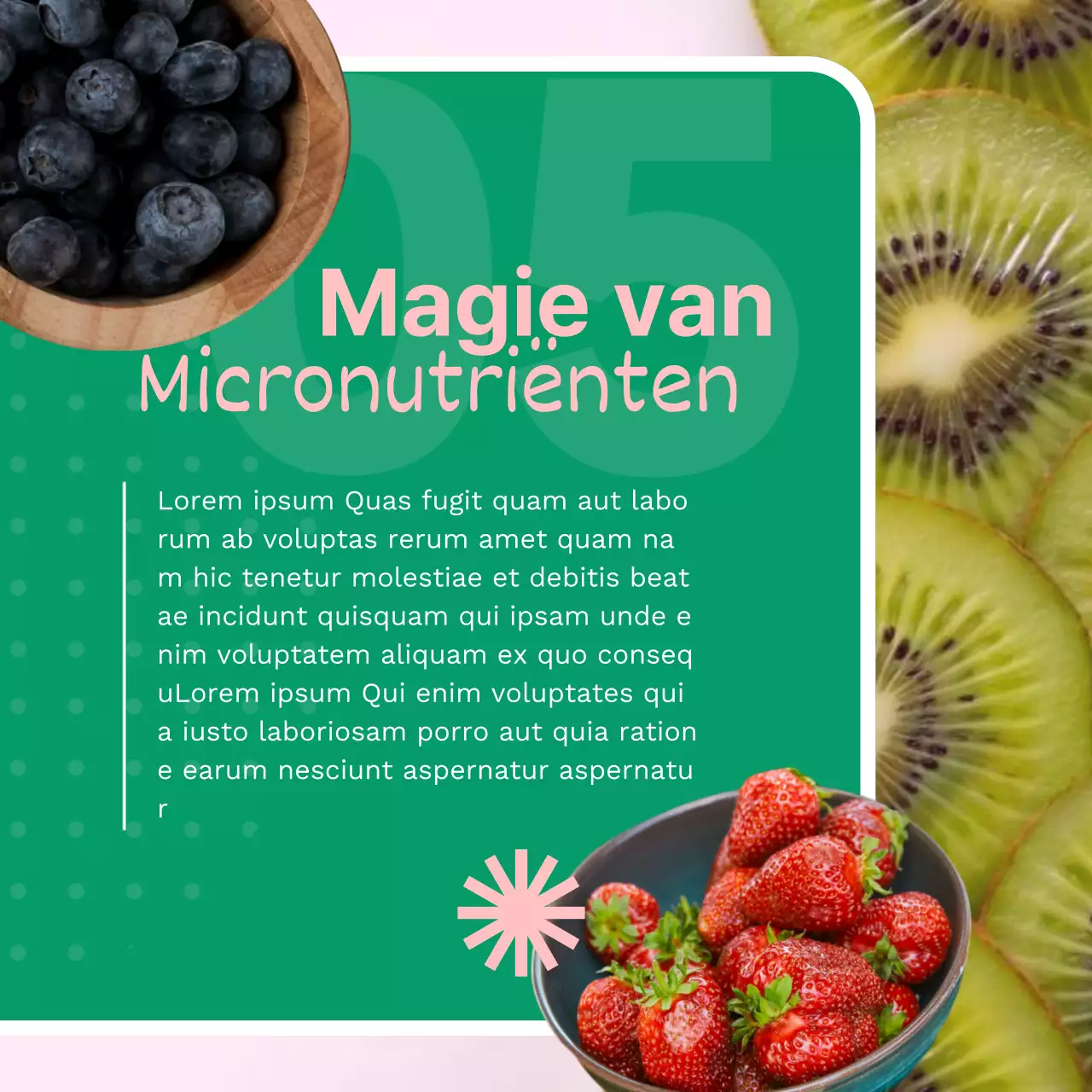 Groen en Roze Vers Gezond Voedsel Publiciteit