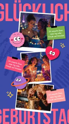 Rosa Blau Popart Moderne Geburtstagsgrüße für Freunde