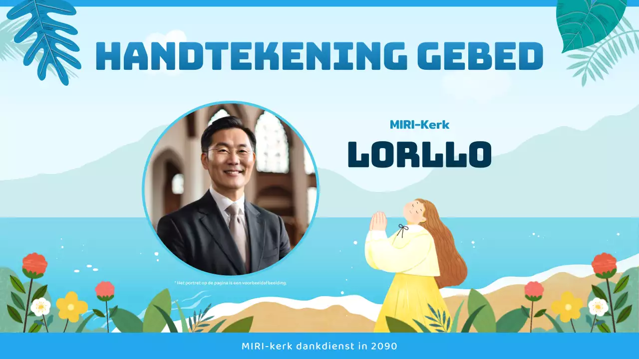 Kerkdienstgids met tropische uitstraling in blauw en lichtblauw