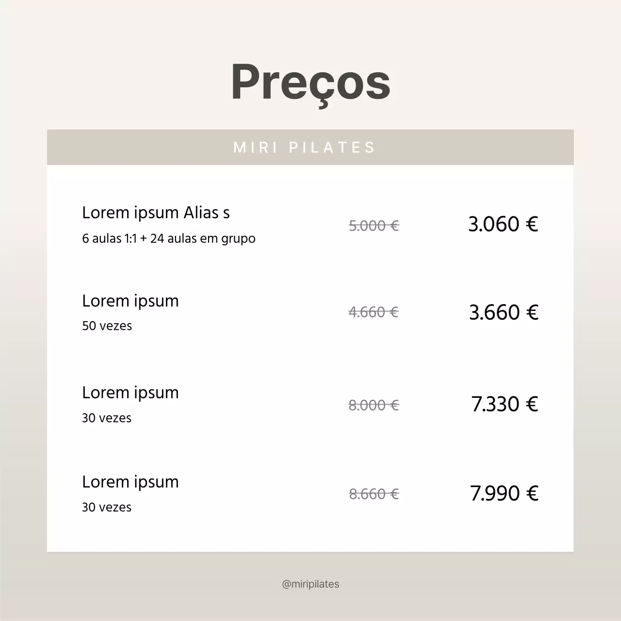 Promoção de preços com desconto para Pilates moderno em bege e marfim