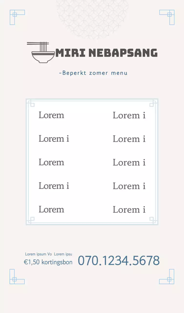 Informatie over het zomermenu Stand POP A