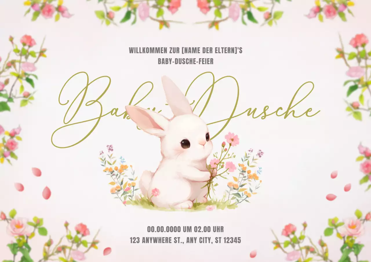 Rosa Weiß Natürlich Baby Dusche Hinweis