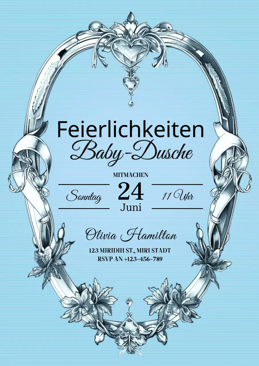 Vintage Baby Shower Party Einladung in rosa und blau