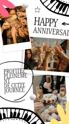 Tendance pop noire et blanche Anniversaire festif pour les amis