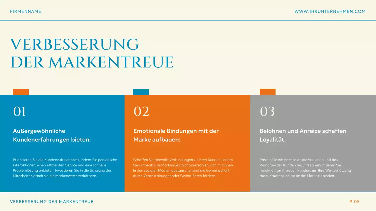 Blau Orange Einfacher moderner Markenstrategieplan