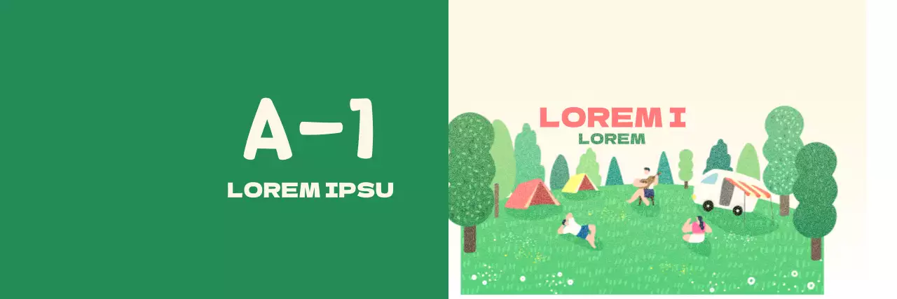 Ein sentimentaler Campingplatz mit einer illustrierten Zeichnung von Campern