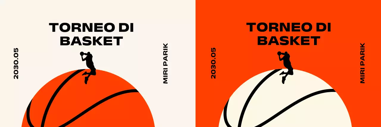 Torneo di basket dal design semplice con palloni da basket e persone che giocano a basket