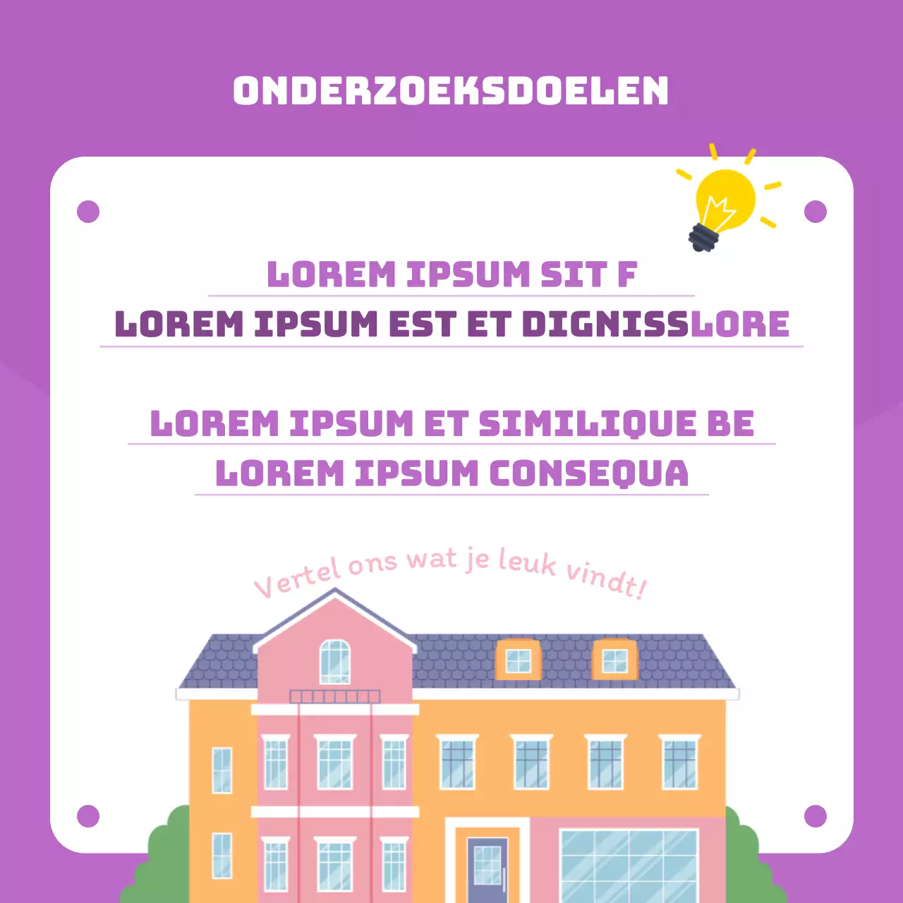 Een mooie institutionele programma-aankondiging in paars en mauve