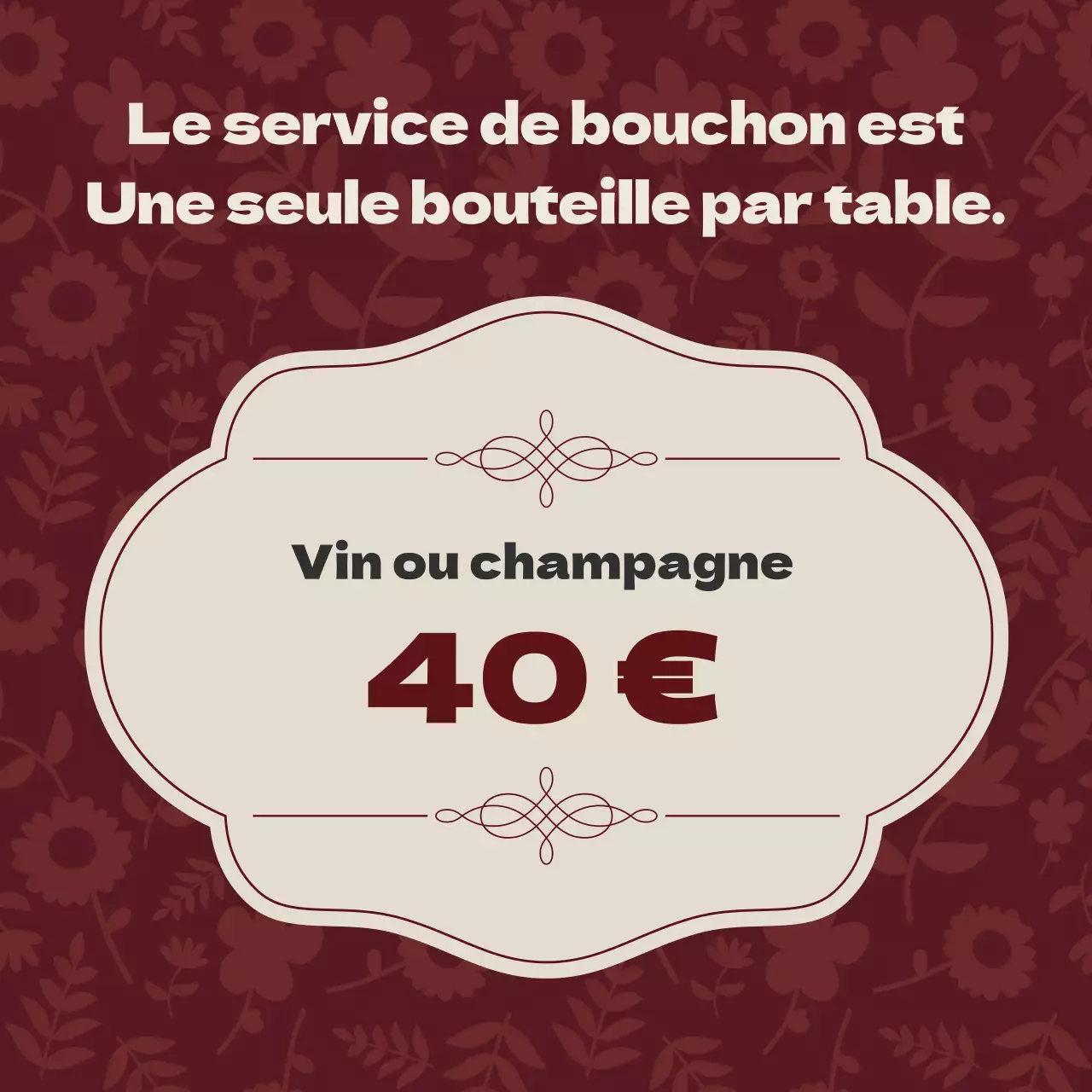 Annonce de service vintage calligraphiée en rouge