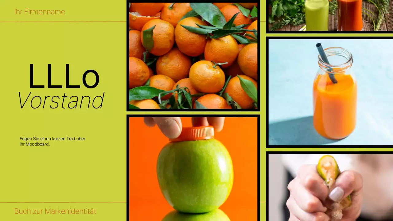 Orange and Lime Bold Brand Identity Buch Einführung