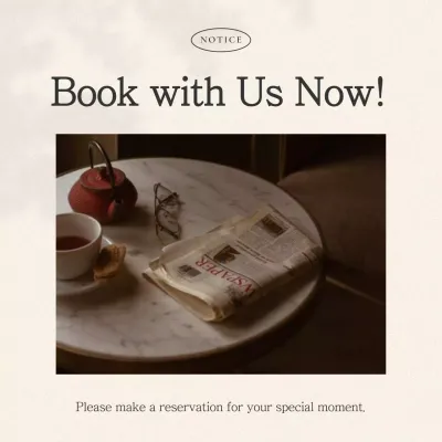 Beige Vintage Reservation Announcement Social Media Post