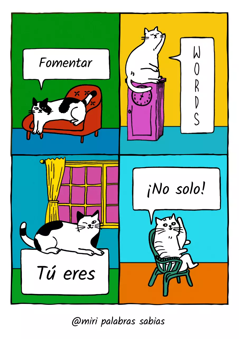 Publicar una ilustración de dibujos animados de un lindo gato en verde y azul claro