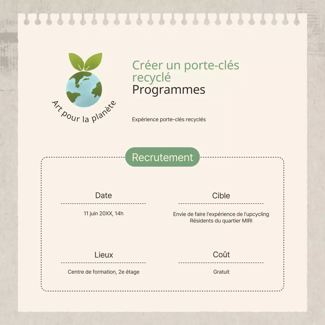 Guide du programme de recyclage Natural Style en vert et en beige