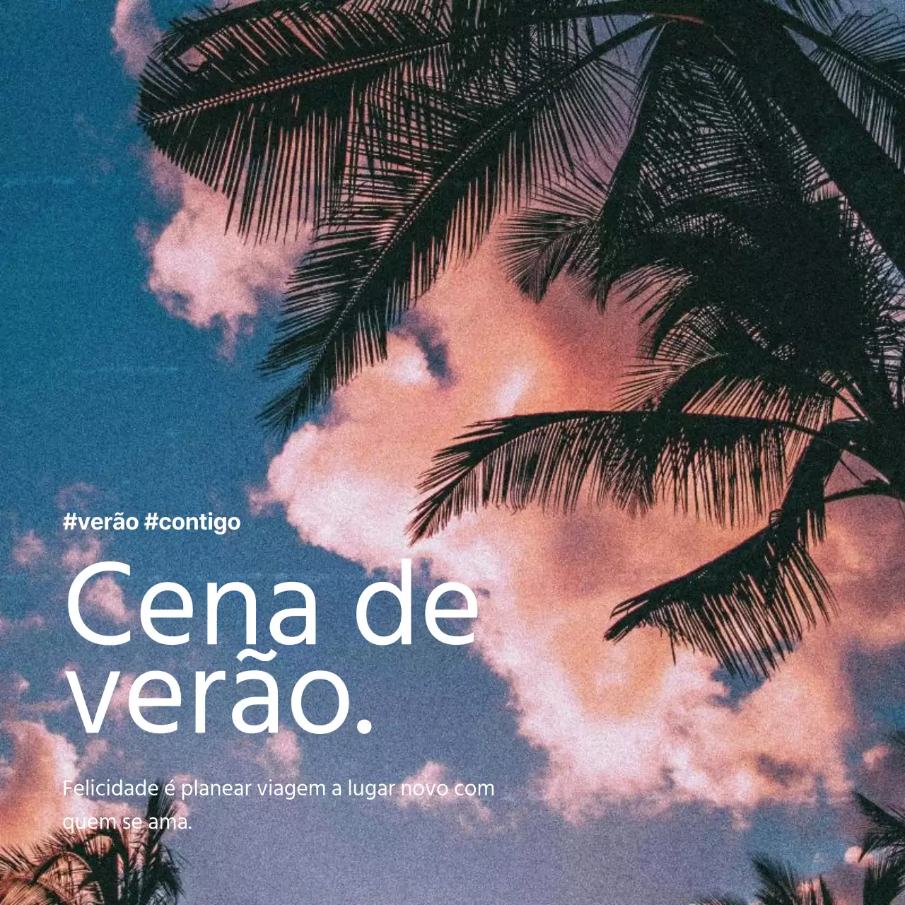 Mensagens emocionais de verão em azul-marinho e cor-de-rosa