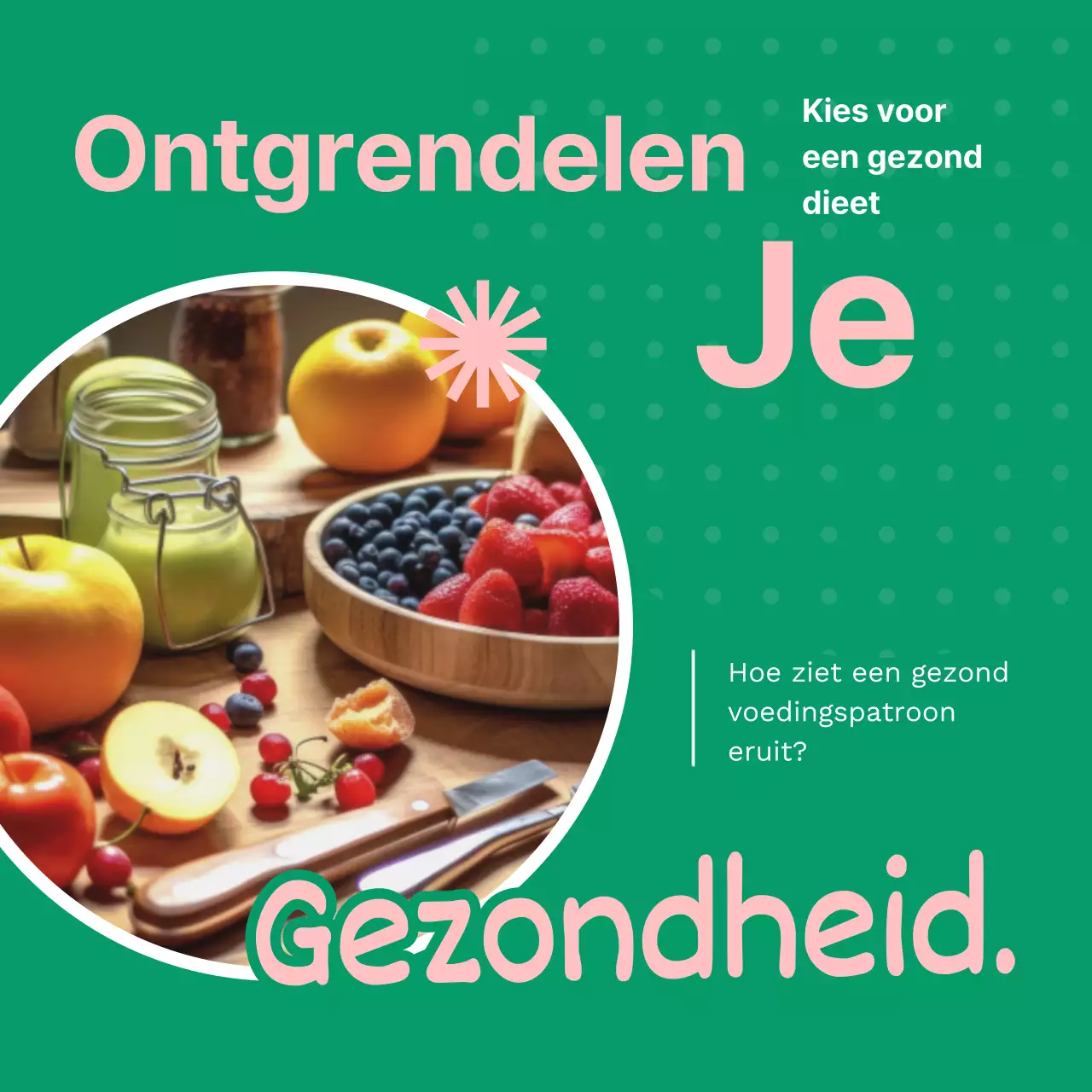 Groen en Roze Vers Gezond Voedsel Publiciteit