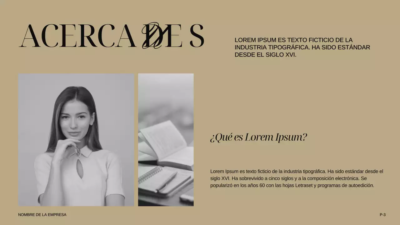 Marfil Caqui Negro Moderno Elegante Presentación de la empresa