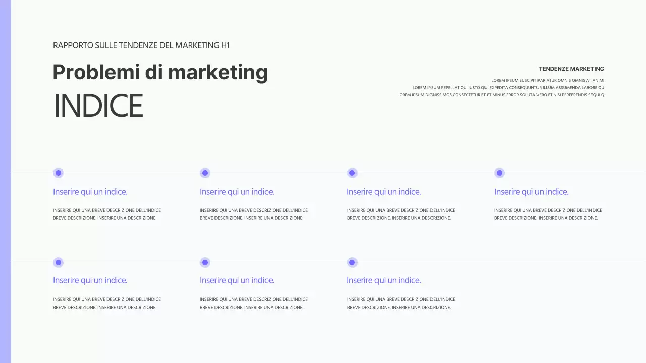 Semplice rapporto sulle tendenze del marketing in viola e nero