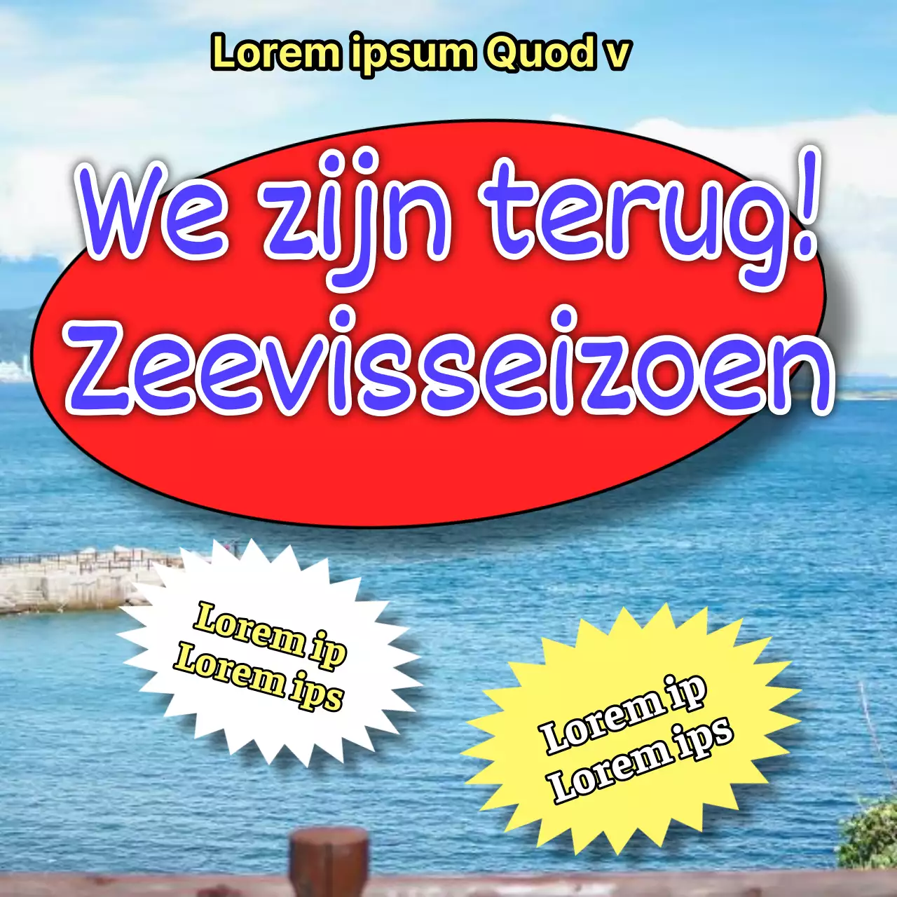 De blauwe en gele ziekmakende zeevisserij promoten