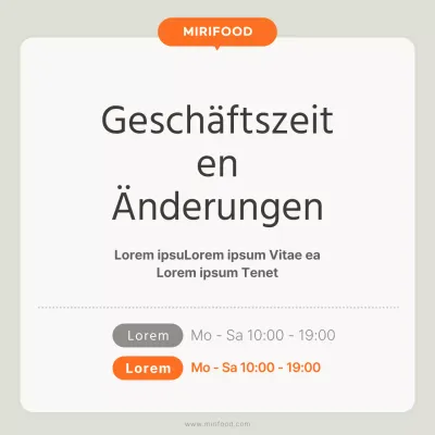 Einfaches Weiß und Orange, um auf geänderte Öffnungszeiten hinzuweisen