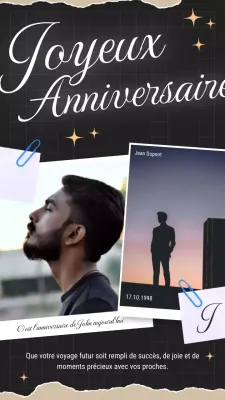 Souhaits d'anniversaire classiques noirs à l'ancienne