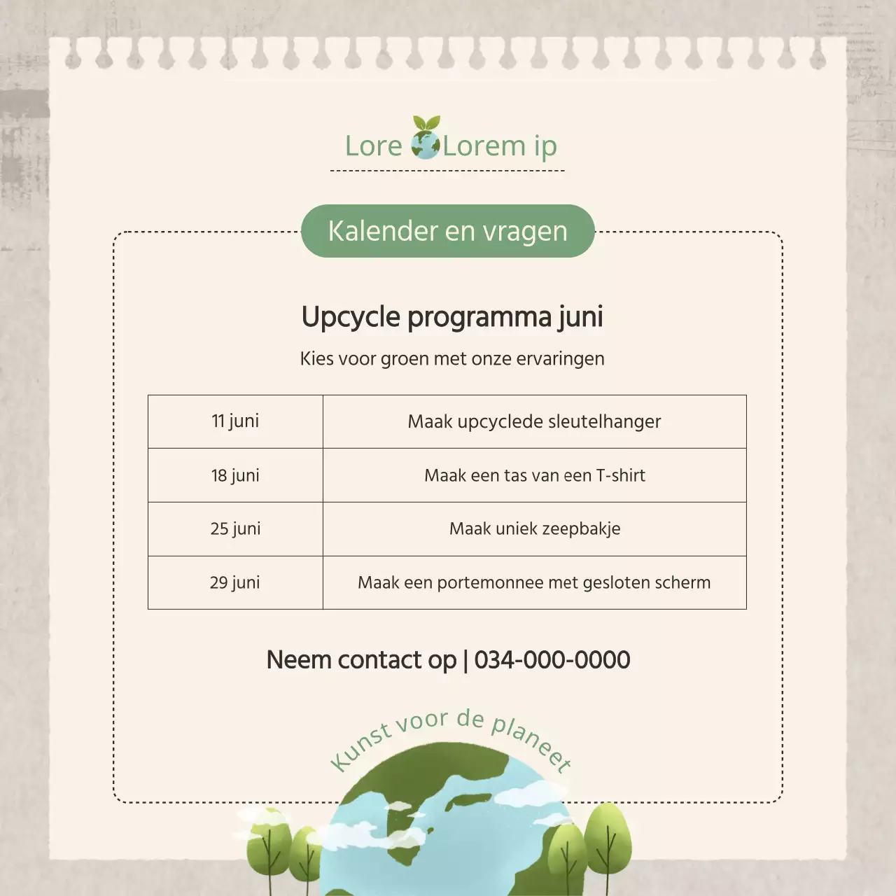 Gids voor het Upcycling-programma Natural Style in groen en beige