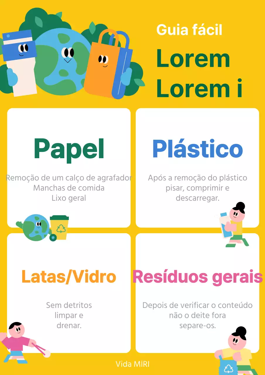 Um posto de reciclagem amarelo e verde kitsch