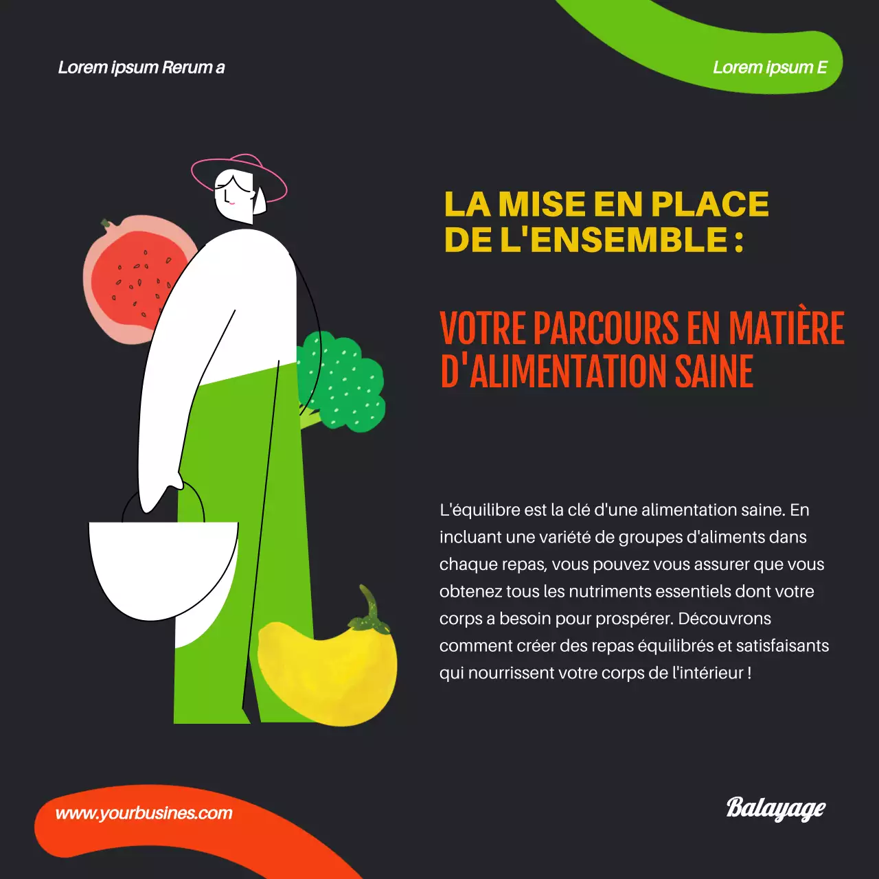 Popart géométrique orange vert Alimentation saine et régime alimentaire