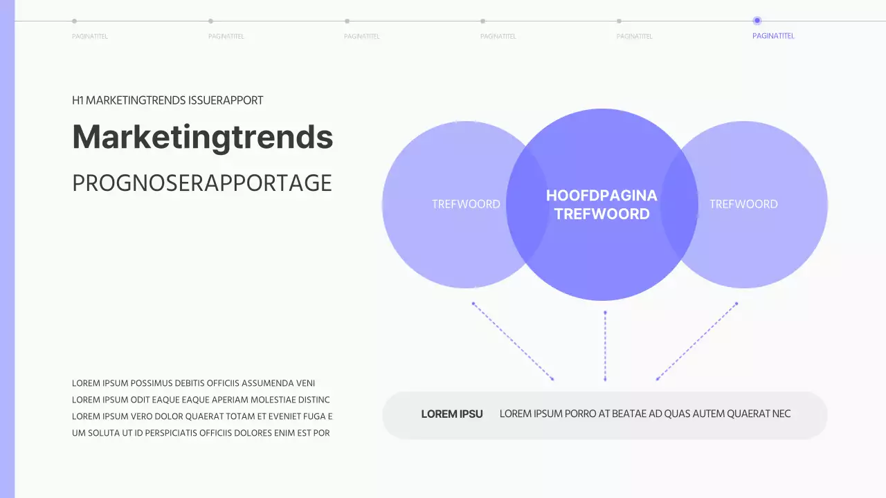 Eenvoudig trendrapport over marketingkwesties in paars en zwart