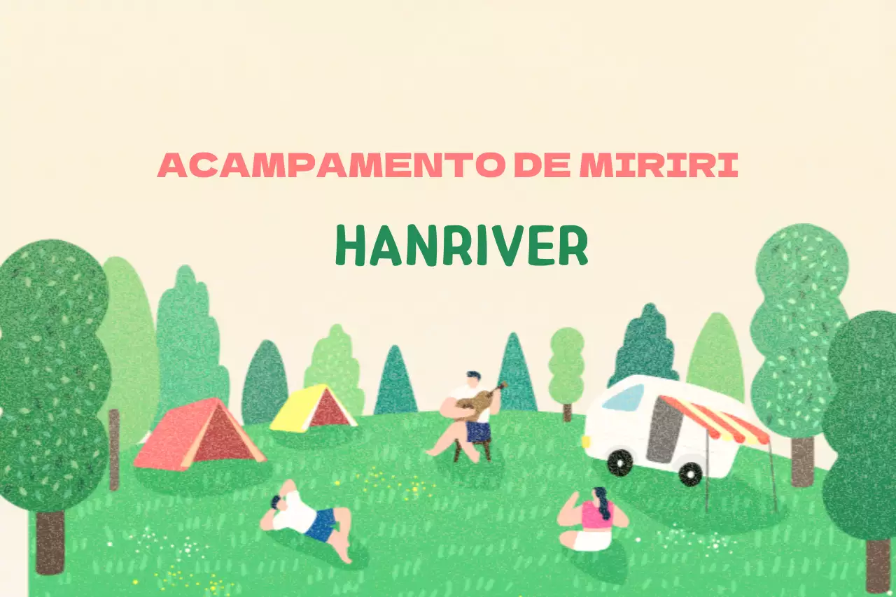 Um parque de campismo sentimental com um desenho ilustrado de campistas
