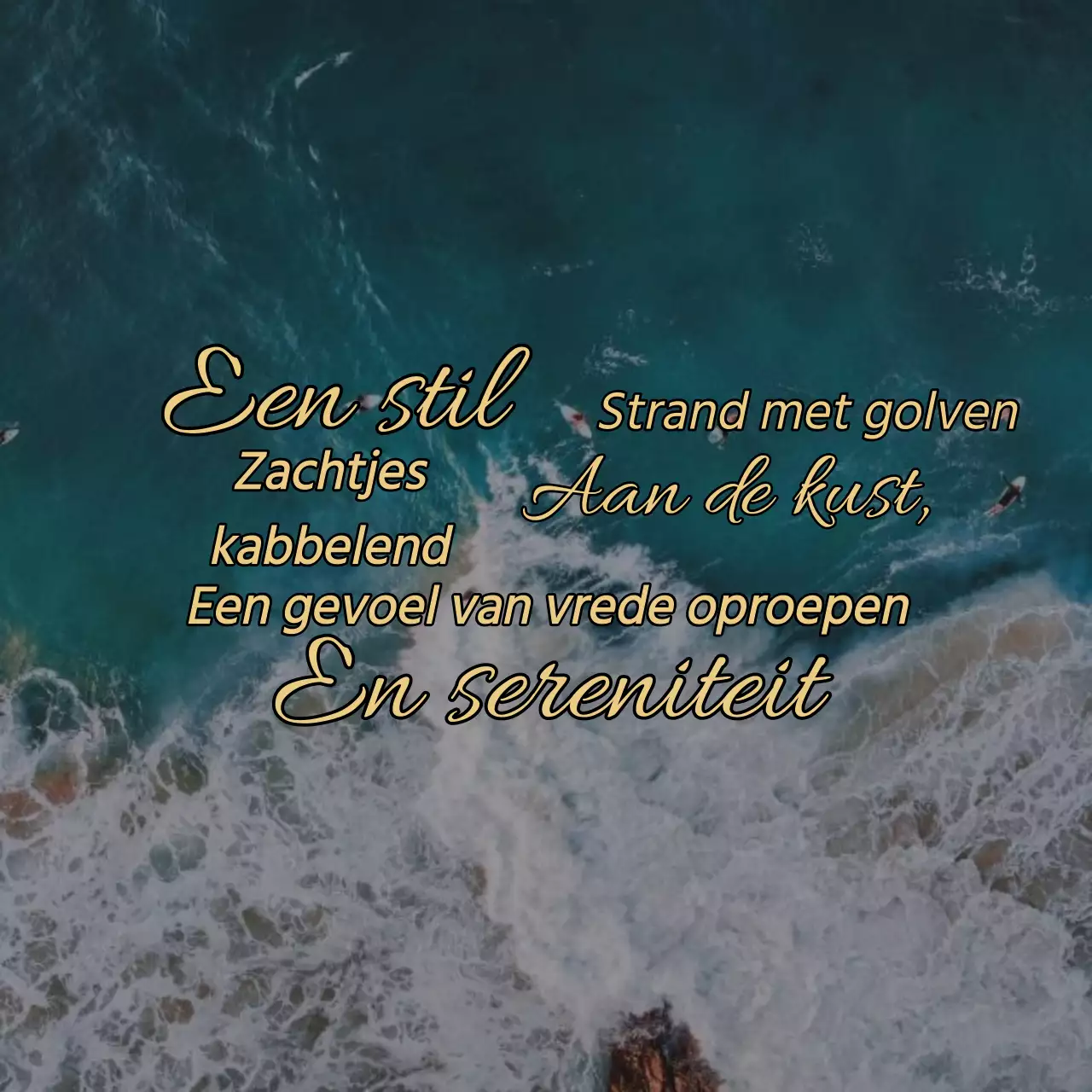 Blauw Beige Vintage Tropisch Motivatie Geestelijke Gezondheid Quote