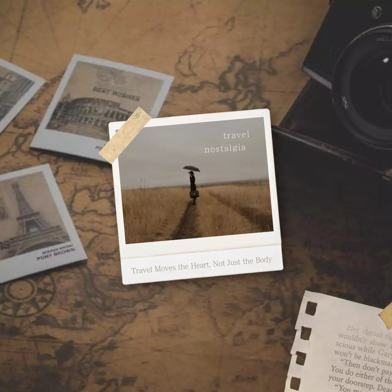 갈색과 흰색의 빈티지한 감성글귀 게시글