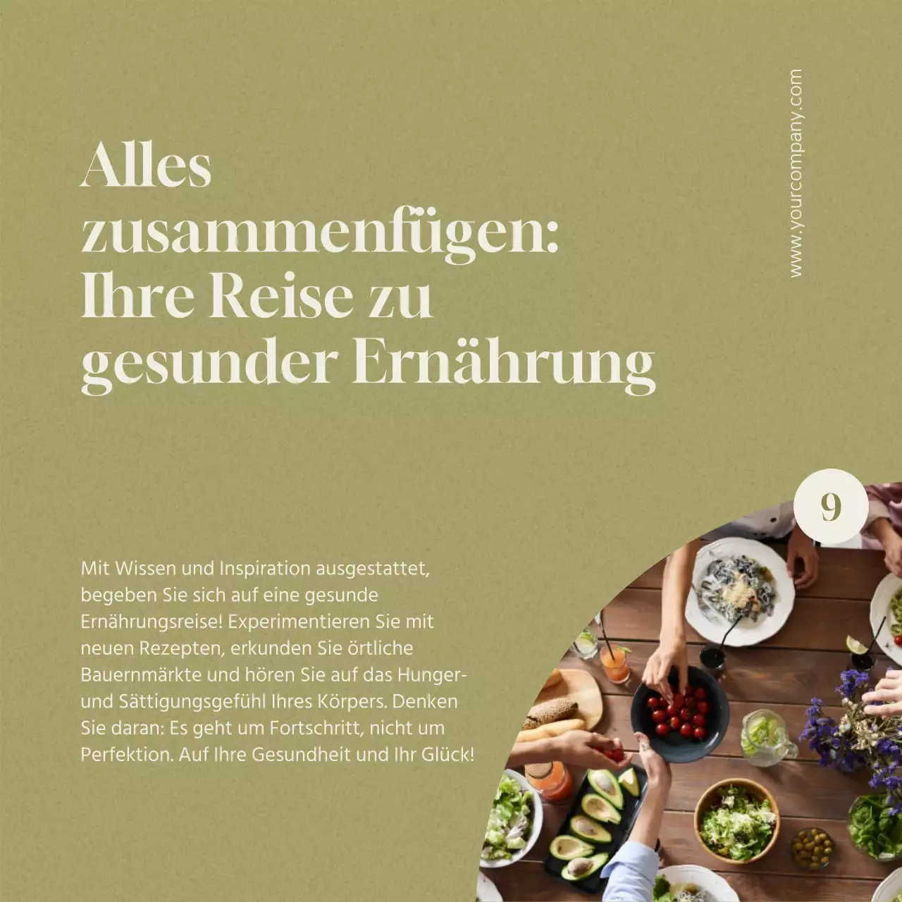 Grüne und beigefarbene moderne gesunde Ernährungstipps