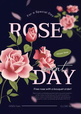 Navy Elegant Flower Promotion Poster