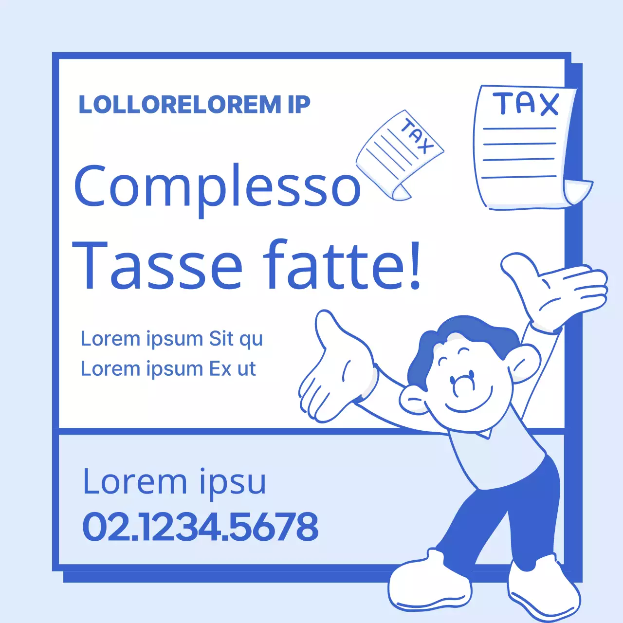 Istruzioni semplici per il pagamento della dichiarazione dei redditi in blu e azzurro