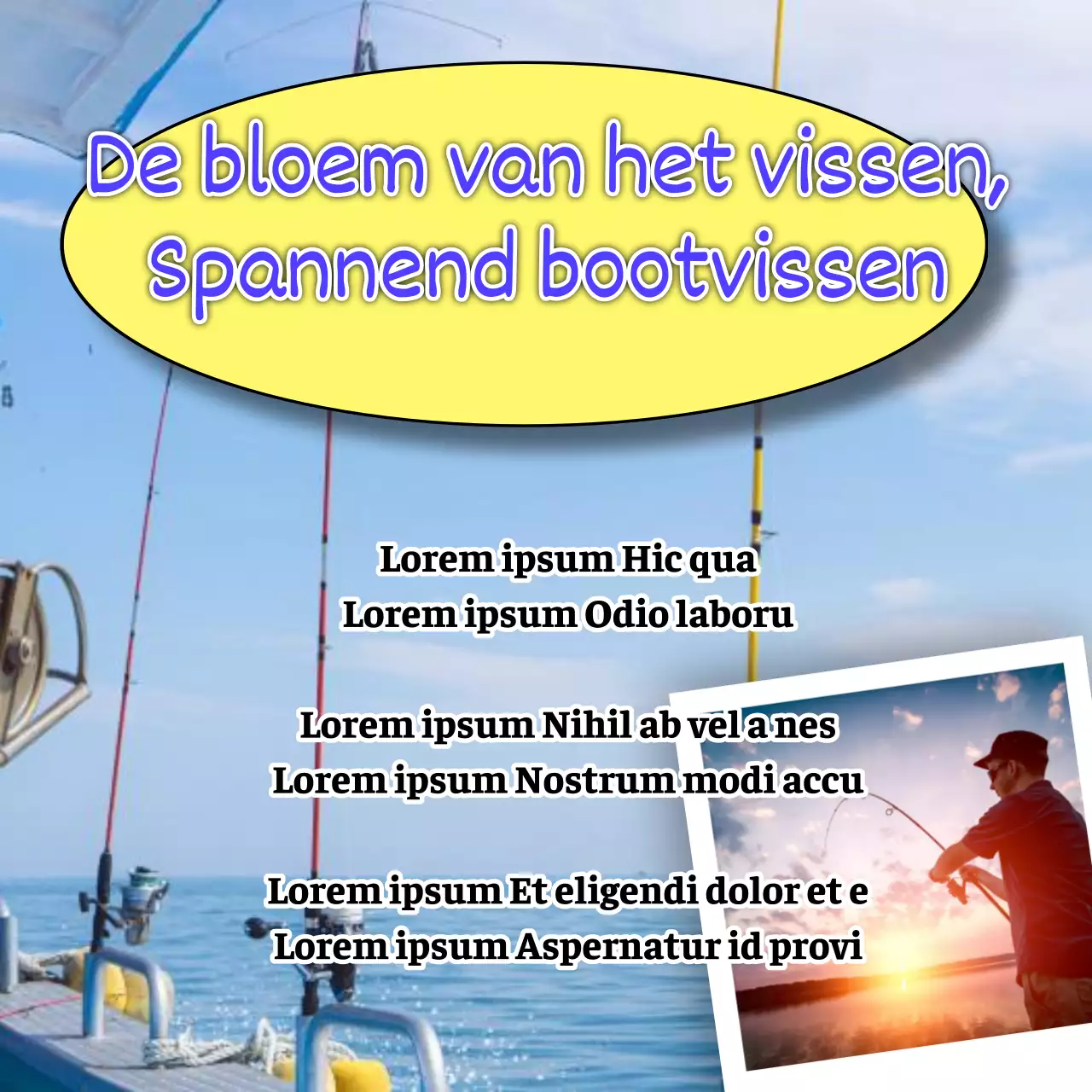 De blauwe en gele ziekmakende zeevisserij promoten