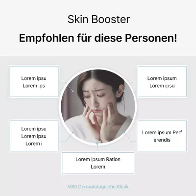 Schlüsselwörter und Beschreibungen für das Krankenhausmarketingverfahren zur Förderung einer einfachen weißen und hellblauen Dermatologiepraxis