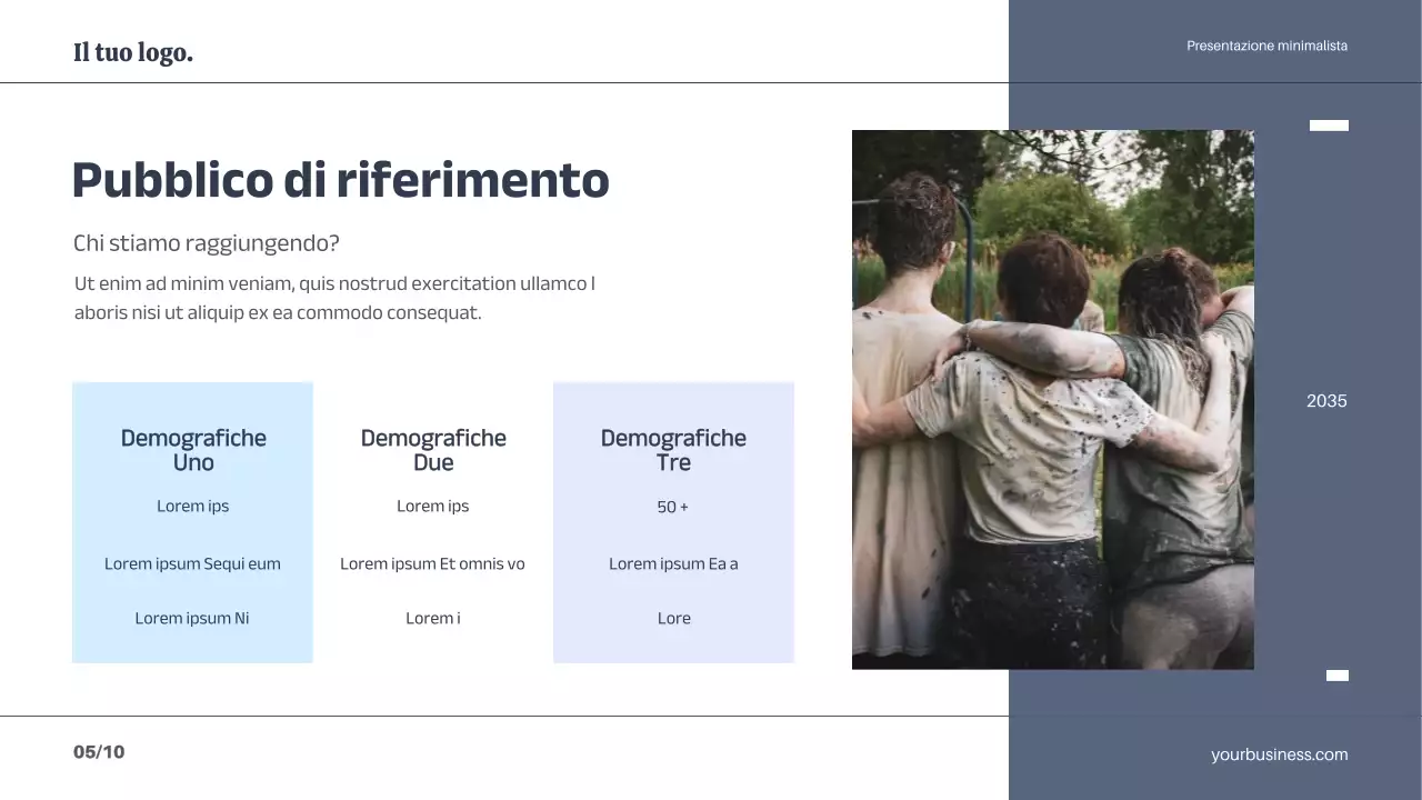 Bianco Blu Minimo Semplice Piano di Marketing Strategico