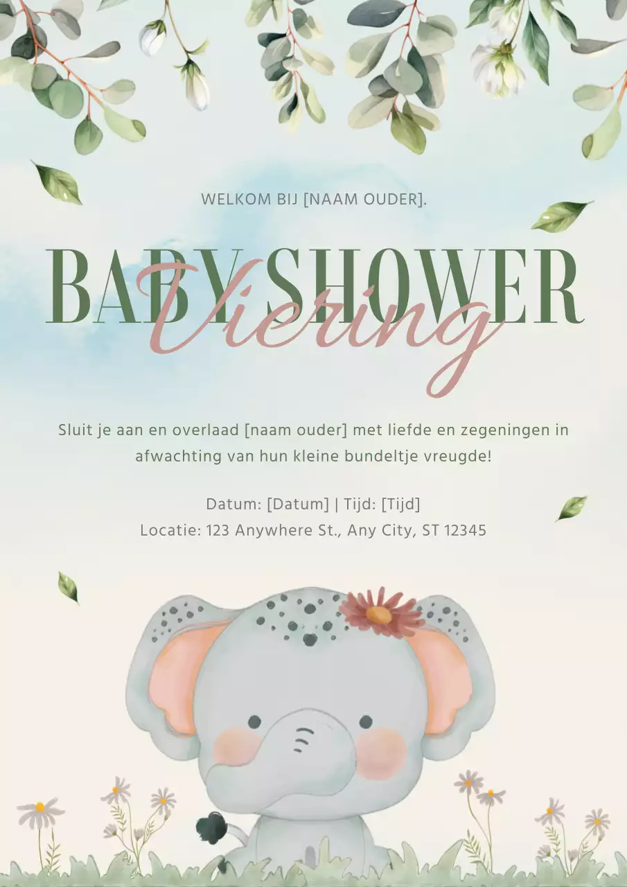 Hemelsblauw Natuurlijk Eenvoudig Welkomstbericht voor de Baby Shower