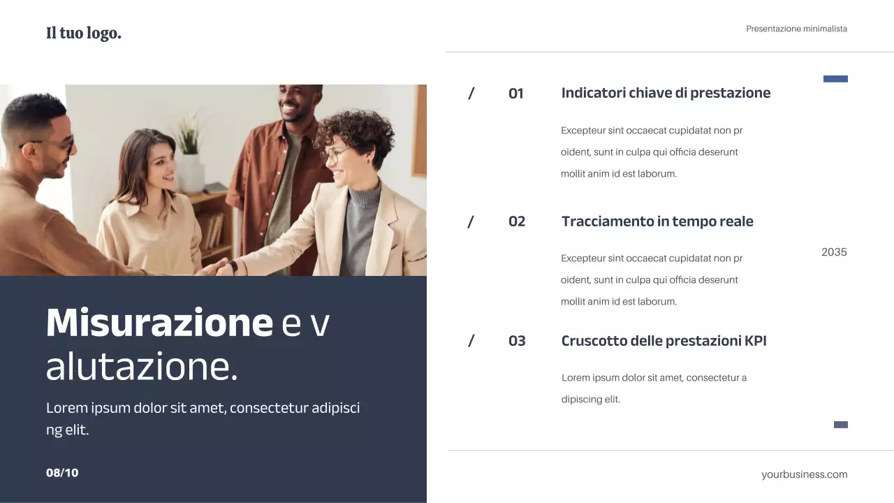 Bianco Blu Minimo Semplice Piano di Marketing Strategico