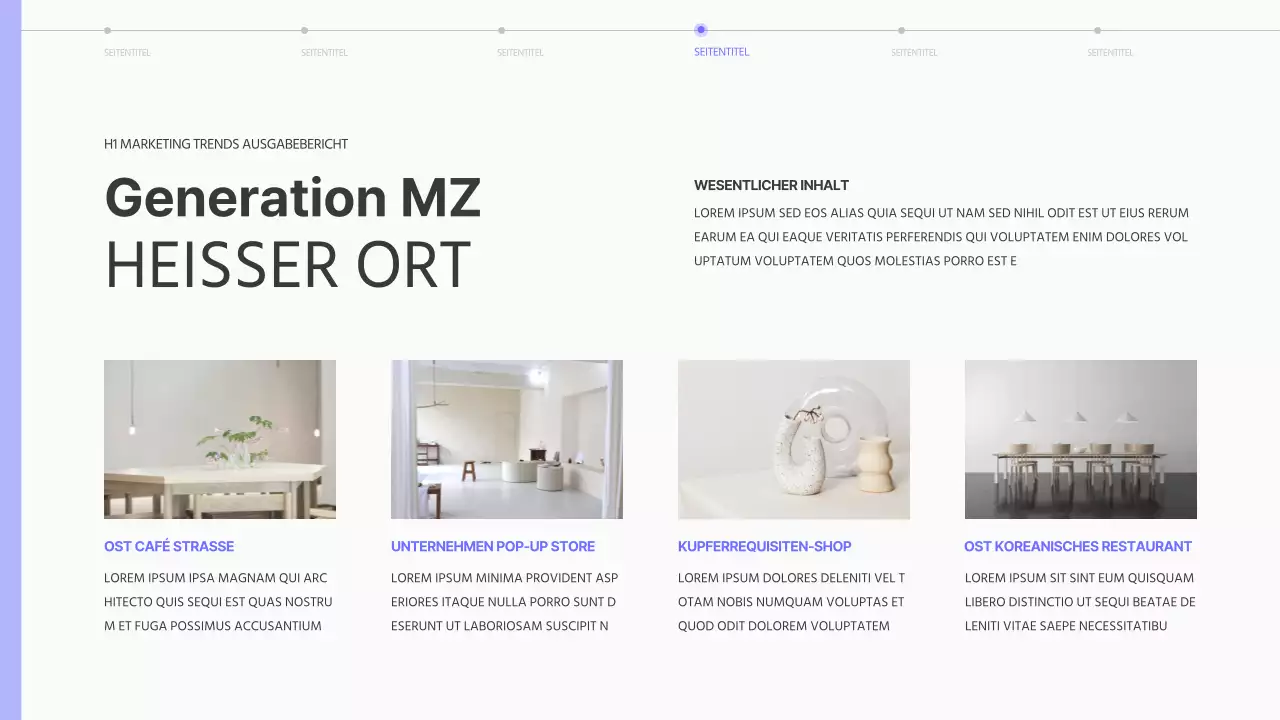 Einfacher Trendbericht zu Marketingthemen in Lila und Schwarz