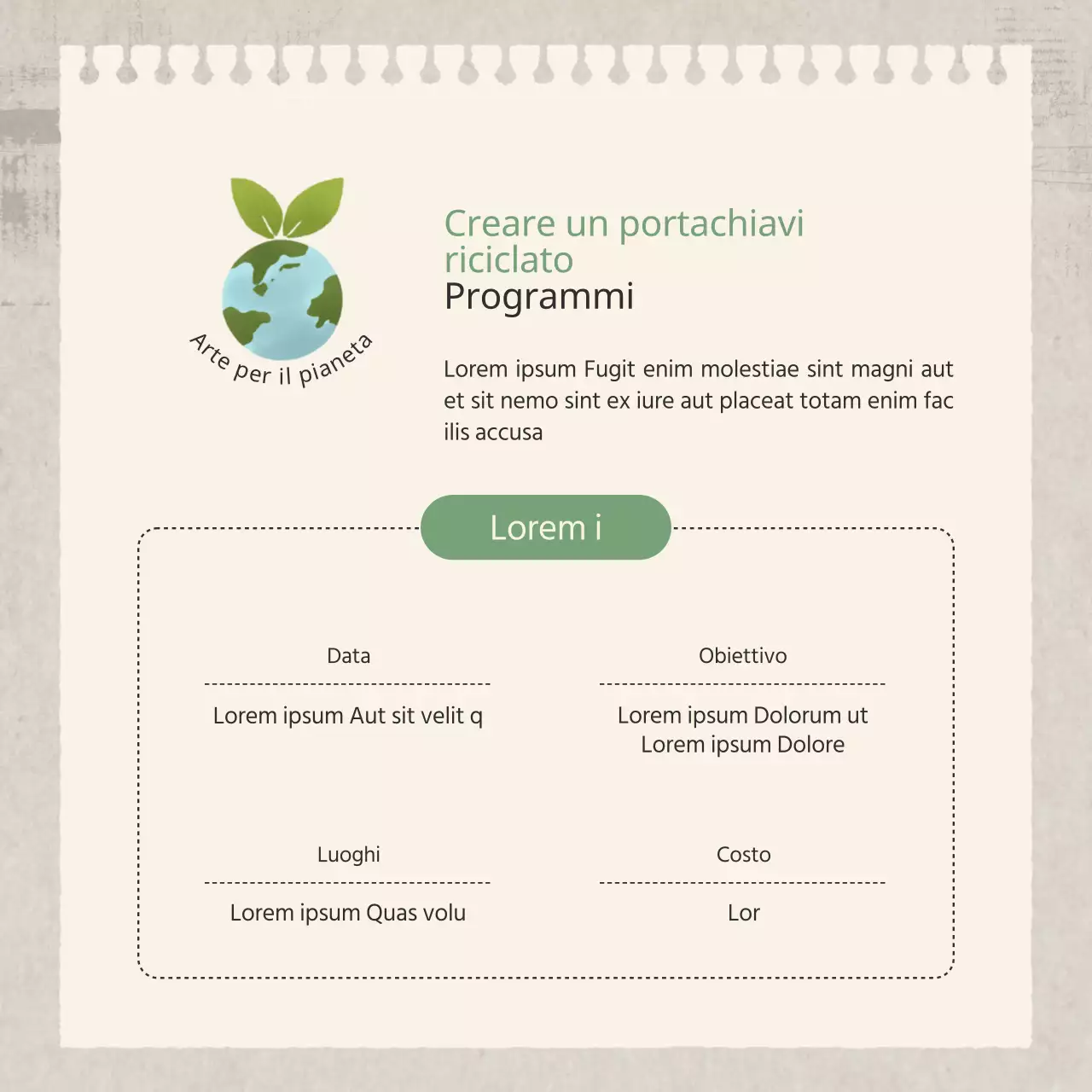 Guida al programma di riciclo in stile naturale in verde e beige